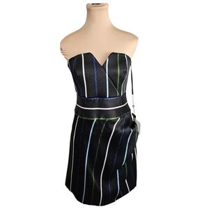 Emporio Armani NWT Black White Blue Green Metallic Mini Dress Sza 44 / 8